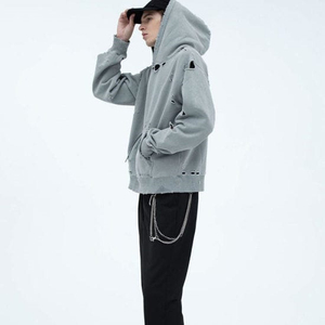 Sudadera con capucha cuadrada de alta calidad de Pakistán Diseño desgastado Ropa de calle de algodón pesado con último diseño de tela polar - Product Image 6
