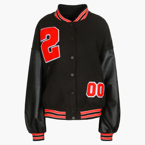 COLOR BLOCK PARCHE DETALLE Venta al por mayor VARSITY BOMBER Mujeres Chaquetas acolchadas de invierno para damas Ropa Chaquetas de Chicago - Product Image 1