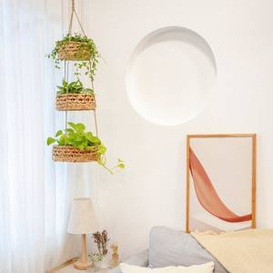 ตะกร้าเก็บผลผลิตจากผักตบชวา ตะกร้าแขวนสานด้วยมือ ภาชนะจัดระเบียบในครัว - Product Image 4