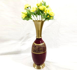 Vase à fleurs en aluminium décoratif pour la maison et l'intérieur martelé design exclusif pot de fleurs de qualité meta vase. - Product Image 5