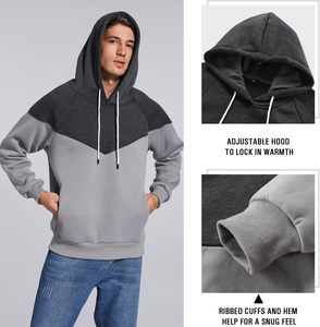 Sweat à capuche surdimensionné coton polaire hommes pull hiver chaud poche kangourou épaule tombante mode personnalisée - Product Image 2