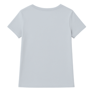 T-shirt pour femme, bleu ciel, manches courtes, col en V, 100% coton biologique de luxe, pré-rétréci, certifié GOTS, doux, respirant, coupe ajustée - Product Image 2