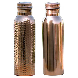 Meilleure bouteille d'eau en cuivre finition polie brillante en métal de cuivre idéale pour le camping en plein air voyage eau avantages pour la santé métal - Product Image 2