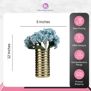 Nouveauté Qualité exceptionnelle Décoration de la maison Superbe grand vase à fleurs en or cylindrique en aluminium à un excellent prix - Product Image 2