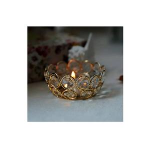 Petit métal doré fait à la main pur avec des cristaux de forme ronde Bougie votive ensemble de 2 avec une qualité extra premium et au meilleur coût - Product Image 4
