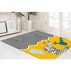 Bright Yellow Cat <b>Rug</b>, Modern Printed <b>Rug</b> for Indoor & Outdoor,Velvet <b>Rug</b> - Product Image 2