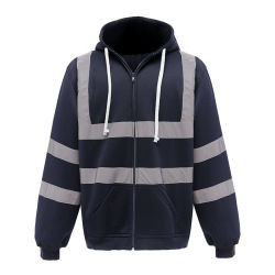 Hi Vis Safety Fleece Zip Hoodie for <b>Men</b> <b>Reflective</b> Sweatshirts <b>Jackets</b> Detachable Hood Cycling Safety <b>Jacket</b> - Product Image 2