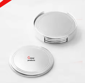 beautiful look <b>silver</b> finished metal stainless steel designer <b>coaster</b> for home hotel restaurant - Product Image 5