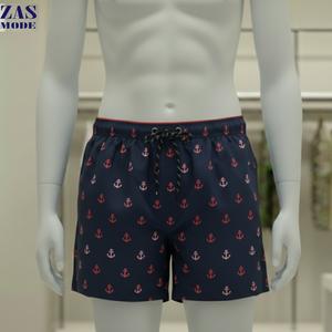 <b>Men's</b> Casual Customized Solid Oxford Front Logo Elastic Waist Drawstring Swim Trunk Quick Dry Summer Beach Board <b>Shorts</b> - Product Image 1