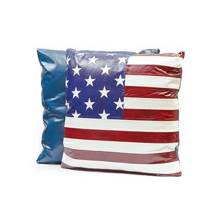 America Flag Genuine Leather Cushion Genuine Cowhide Pull up Leather <b>Pillow</b> Cushions Custom Logo OEM/ODM Available - Product Image 3