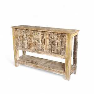 Handmade Rustic Wooden <b>Console</b> <b>Table</b> with Mirrored Feature Solid Wood Living Room Furniture with <b>Storage</b> for Hotel Decoration - Product Image 1