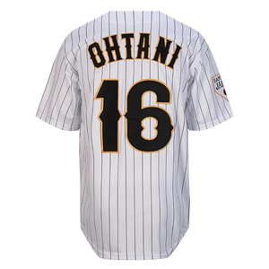 Vente en gros personnalisée de Shohei Ohtani # Maillot de baseball japonais 16, Samurai Japan Pinstripe, vêtements d'équipe sportive brodés de haute qualité - Product Image 3