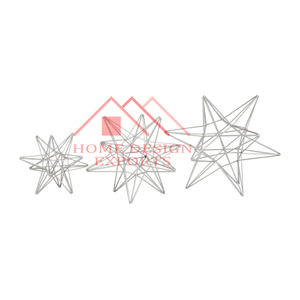 Escultura de estrella de alambre de hierro con acabado blanco para mesa para decoración del hogar - Product Image 1