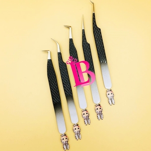 Ombre Black Tweezer With Bottom Style Mink Tweezers Tweezer For <b>Eyelash</b> Extension Stainless Steel Card Box Logo Offer - Product Image 6