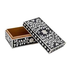 กล่องทิชชู่สีดำสีขาวสุดหรูกล่องกระดาษทิชชู่สำหรับตกแต่งทำจากไม้ทรงสี่เหลี่ยมผืนผ้าทันสมัยทนทานสำหรับเป็นของขวัญเครื่องประดับในบ้าน - Product Image 2