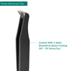 Pinzas de extensión de pestañas negras de Plasma de titanio Mango texturizado recto Acabado plateado duradero Depilación de cejas - Product Image 2