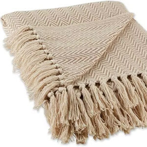Chevron Throw Collection Algodón 50x60 Diseño moderno Patrón tejido de punto Uso para cama Sofá Manta - Product Image 1