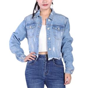 Hot Sale OEM Stylish <b>Women</b> Denim Jacket With Collar <b>Women</b> Customized <b>Light</b> <b>Blue</b> Washed Casual <b>Jean</b> Jacket for Sale 2026 - Product Image 3