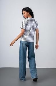 Camiseta Básica de Manga Corta para Mujer, 100% Algodón, Ecológica, Anti-Pilling, con Bordado en el Cuello, Informal, Transpirable, de Secado Rápido para Verano - Product Image 4