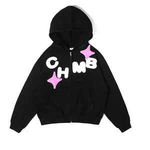 Sweat à capuche zippé imprimé bouffant 3D personnalisé cornes en molleton de coton brodé col à capuche en relief Offre Spéciale vêtements d'hiver numériques - Product Image 1