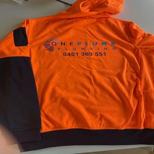 Custom OEM Winter Design <b>Orange</b> Polyester/Cotton workwear <b>Fleece</b> Hoodie for Men with Digital Printing Plain Dyed Custom Logos - Product Image 2