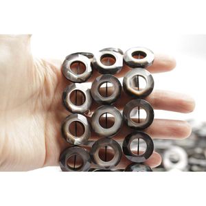Cuentas de Concha Sueltas con Forma de Círculo Hueco Facetado - Product Image 3