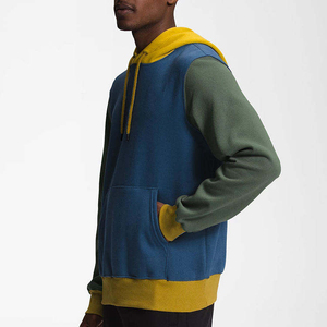 เสื้อมีฮู้ดสำหรับผู้ชายผ้าคอตตอนแบบต่อผ้าคอตตอนสีบล็อกตามสั่ง - Product Image 2