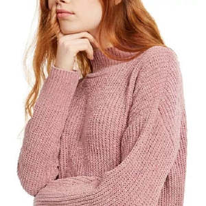 Cardigan casual da donna in ciniglia viola Hippie Rose con collo a lupetto, traspirante e caldo per autunno/inverno, taglia Small - Product Image 2