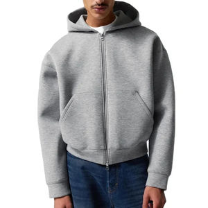 Sweat à capuche oversize en molleton français lourd de luxe à épaules tombantes, 500 g/m², fermeture éclair, coupe courte, prix de gros - Product Image 6