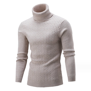 Pull à col roulé décontracté minimaliste en coton 100% pour hommes, doux, chaud et confortable, élégant et à la mode - Product Image 4