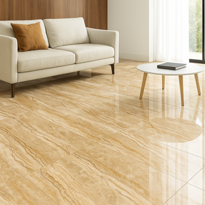 Baldosas de porcelana pulida con venas de mármol Beige de 600x1200mm de estilo moderno para la renovación de apartamentos y oficinas en el hogar - Product Image 6