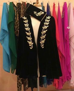 NEW---PARTY-WEAR JACKET ON VELVET WITH SKIRT EMBELLISH OF COLORFUL CRYSTAL BEADS,GLASS STONE WORK @ 2022 - Product Image 1