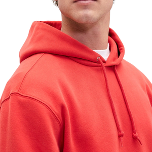 Sudadera con capucha roja Lisa para hombre, ropa de calle, jersey de gran tamaño, sudadera de lana, Top informal con capucha, trajes de moda de invierno cálidos de algodón suave - Product Image 5