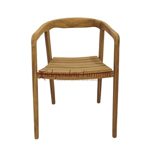 Silla de comedor de madera de teca minimalista para jardín al aire libre, comedor o cocina de hotel, incluye juegos de sombrillas - Product Image 3