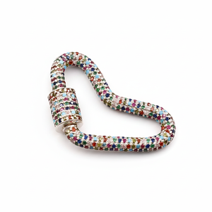 Pendentif en forme de cœur avec fermoir mousqueton en argent sterling 925, breloques fines, CZ multicolores - Product Image 1