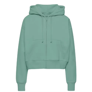 Sudadera Corta de Punto con Cierre Frontal, Forro Transpirable, Ecológica, con Hombros Caídos para Mujer, Estilo Casual de Invierno - Product Image 4