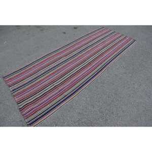 Alfombra Kilim de 9.4x3.6 pies, Alfombra Turca Vintage, Alfombra Oriental Azul Verde - Product Image 3