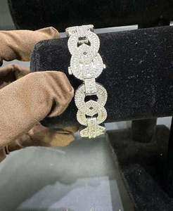 VVS Moissanite 925 Sterling <b>Silver</b> 14MM <b>Bracelet</b> 8-Inch Fine Pendants & <b>Charms</b> - Product Image 2