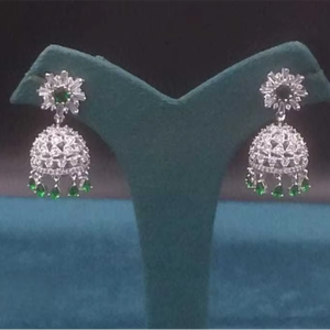 Exquisito diamante americano latón Jhumka pendientes conjunto de moda diseño hecho a mano mujeres IGI certificado brillo bodas fiestas - Product Image 1