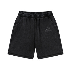 Pantalones cortos lavados con ácido de cintura media para hombre, corte inspirado en los años 90, transpirable, 100% algodón, cierre de cordón de punto, cómodos y elegantes - Product Image 5