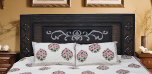 Sábana de cama 100% algodón bloque de mano impreso conjunto 90*108 tamaño con diseño Floral rojo fundas de almohada accesorios de moda - Product Image 2