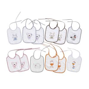 Set di 2 Bavaglini in Spugna Velour 20x25 con Gancio, Bianco, 100% Cotone, Stile Cartone Animato, Set di Abbigliamento 2 Pezzi - Product Image 1