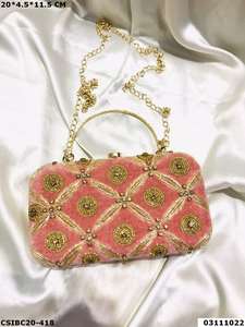 Latest Indian Handmade Woman's Embroidery Clutch Evening <b>Bag</b> Handcrafted with Rhinestone Stone Pattern <b>for</b> <b>Weddings</b> Parties - Product Image 4
