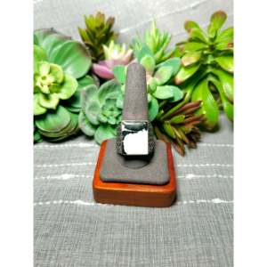 Alex Begay White Buffalo Asscher Cut Natural <b>Ring</b> Bezel <b>Set</b> Sterling <b>Silver</b> Hip-Hop Geometry Pattern Size 11.25 Everyday Wear - Product Image 1
