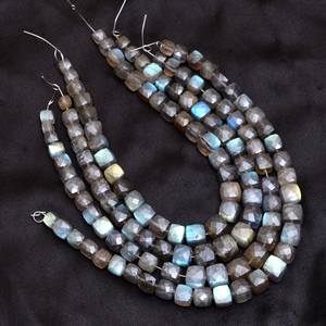 AAA Labradorite 5mm-8mm High Fire 3D Cube Faceted Bead Natural Graduating Labradorite Gemstone Box Loose Bead For Jewelry Making - Product Image 1