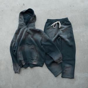 Conjunto de chándal grueso acampanado de algodón 320 GSM bordado desgastado lavado ácido de fabricante personalizado de alta calidad Unisex nuevo al por mayor - Product Image 4