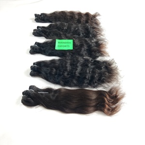 100% Extensions de cheveux humains de Temple indien vierge non transformés pas cher ondulé noir cuticule alignée faisceaux lâche vague profonde naturel - Product Image 4