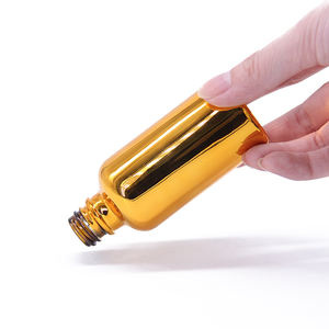 Flacon compte-gouttes rond à épaule plate en verre pour sérum, 5 ml, 15 ml, 30 ml, 40 ml, 50 ml, jaune, avec vaporisateur - Product Image 1