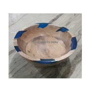 Nordic Round Wooden Round <b>Bowl</b> in Resin Combination for Fruit Salad Mixing <b>Bowls</b> and Rice/Soup <b>Serving</b> <b>Bowls</b> <b>Christmas</b> Gifts - Product Image 1