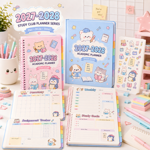 LABON <span class=keywords><strong>Agenda</strong></span> Scolaire Kawaii Personnalisé 2027 2028 A5 B5 Spirale Couverture Rigide avec Onglets et Autocollants Organisateur Étudiant OEM ODM - Product Image 4